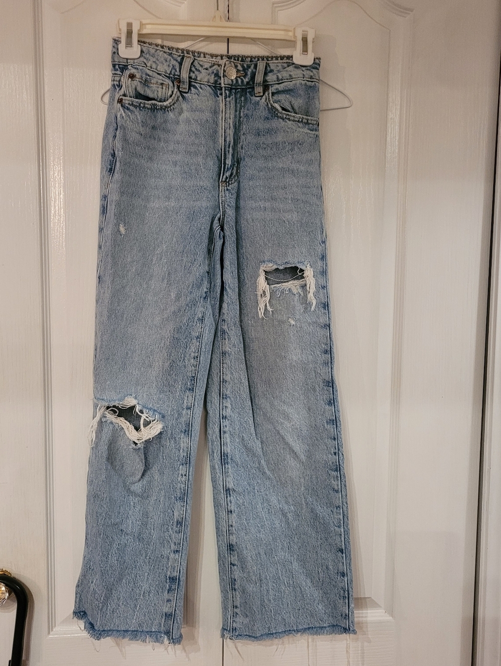 Garage Wide Leg Distressed Jeans Light Wash Size 00 (23)